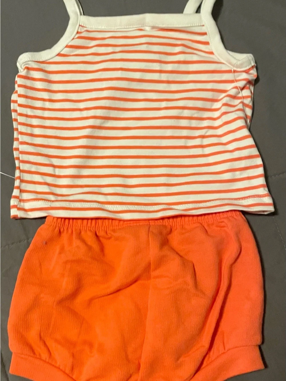 Cat & Jack Orange Striped Tank, Orange Shorts & Floral Bodysuit Set